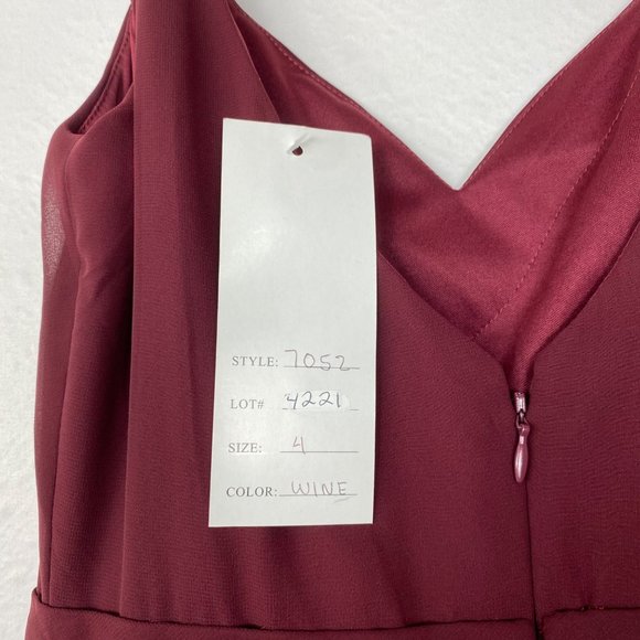 NWT Bill Levkoff Ryan Wine Chiffon V-Back A-Line Maxi Dress Gown 4 - Picture 10 of 10